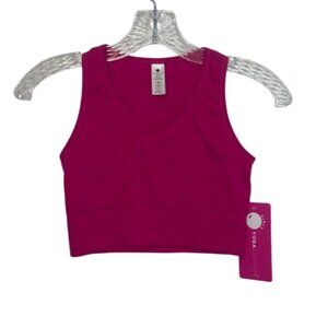 YogaLicious Seamless Rib Highline Cropped Tank Girls Large Pink 12 New